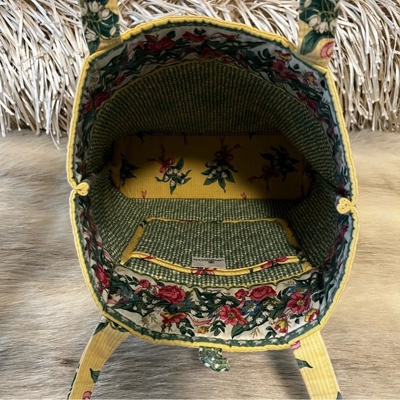 Vintage VERA BRADLEY Hope 2002 Medium Button Tote Yellow Pink Green Floral Y2K - Picture 9 of 12